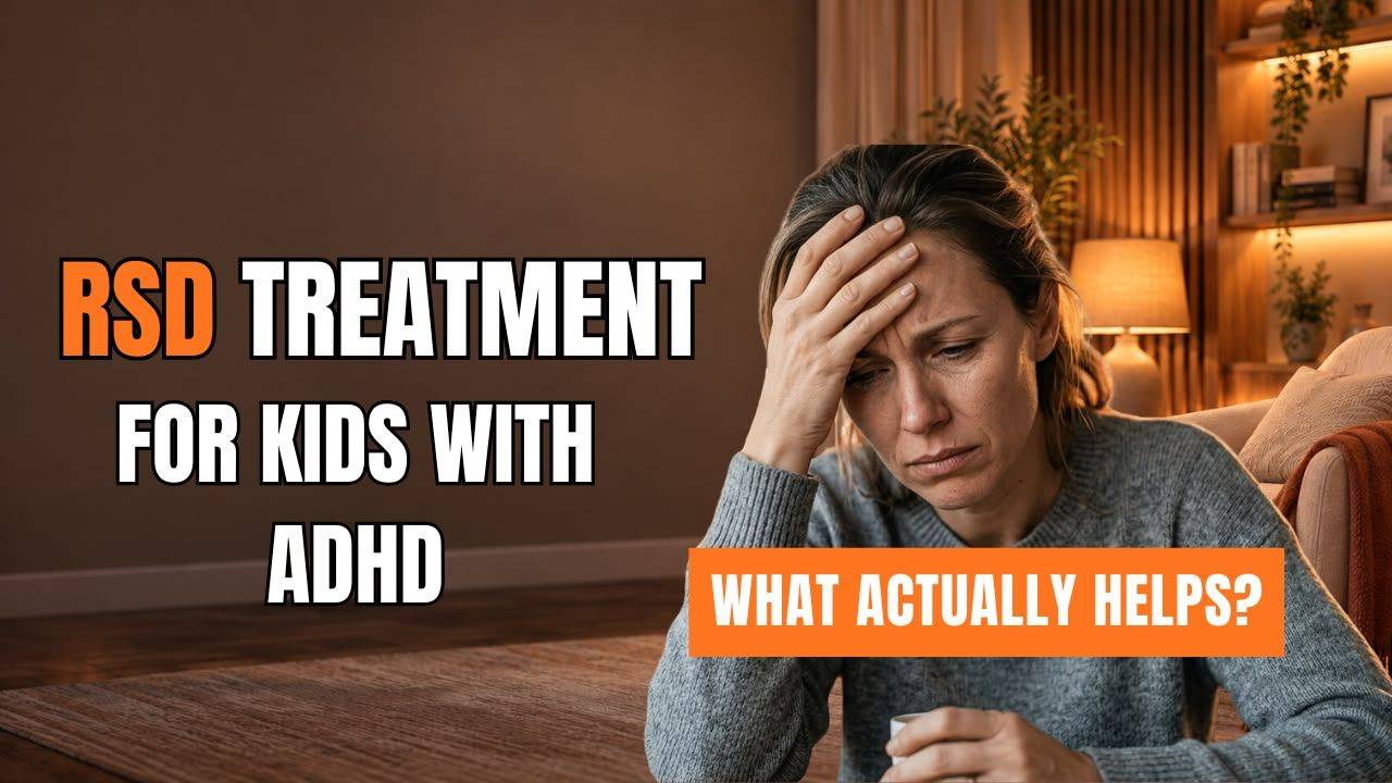 Parent learning about rejection sensitive dysphoria treatment for a child with ADHD and managing emotional sensitivity.