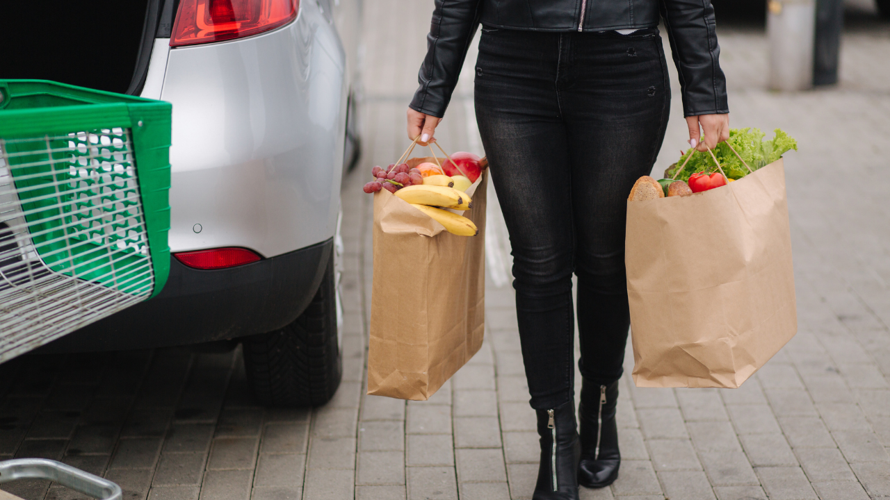 Carrying groceries to the car