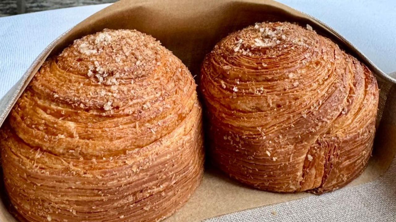 Eleven Madison Park's famous laminated bread rolls