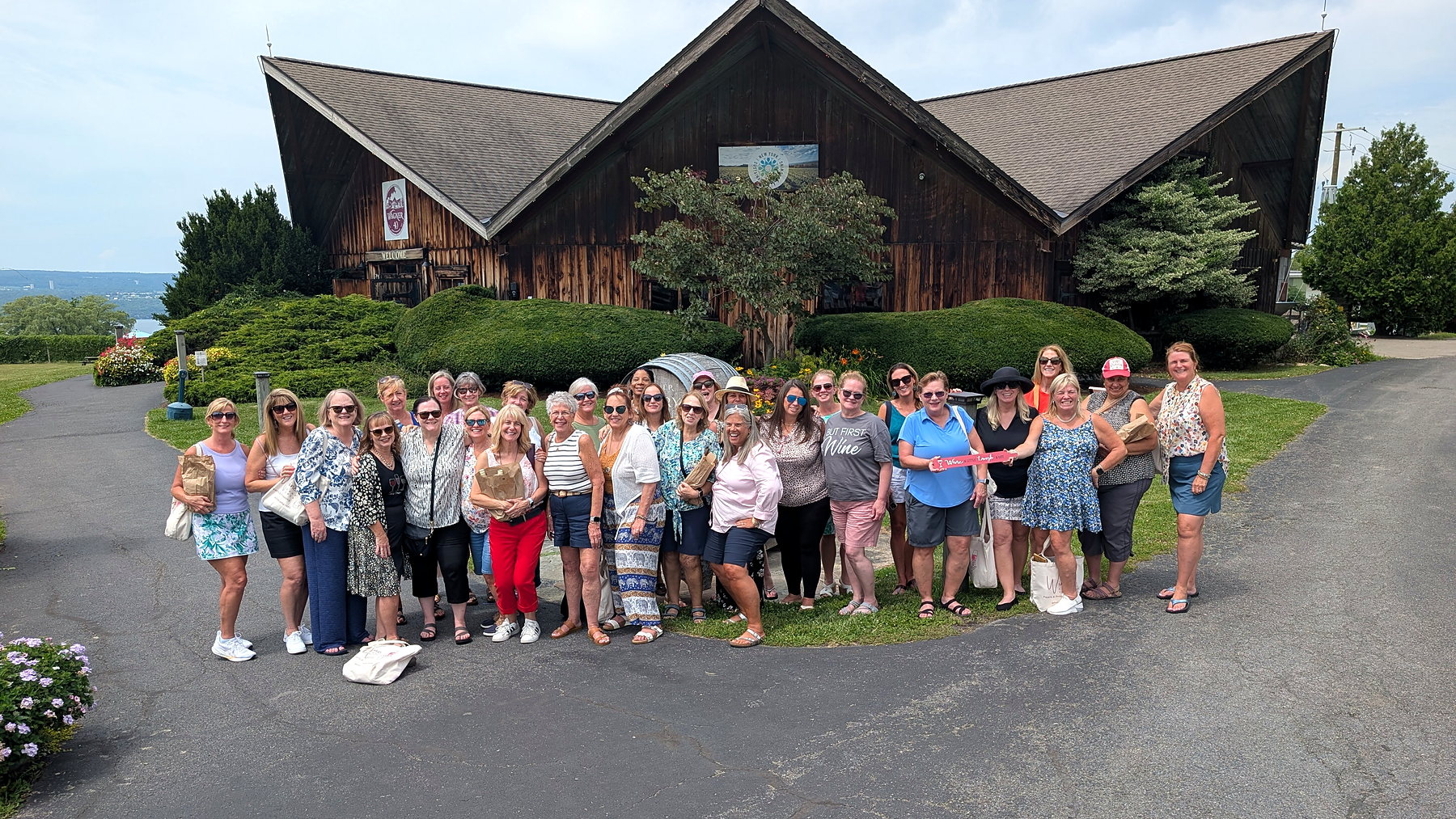 Wine Camp 2026 campers gathered together at a Finger Lakes winery