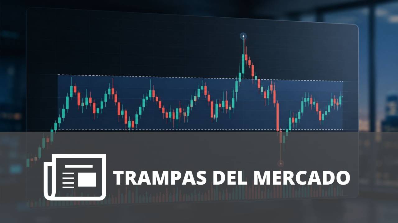 Gráfico de trading con falsa ruptura, barrido de liquidez y regreso del precio al rango