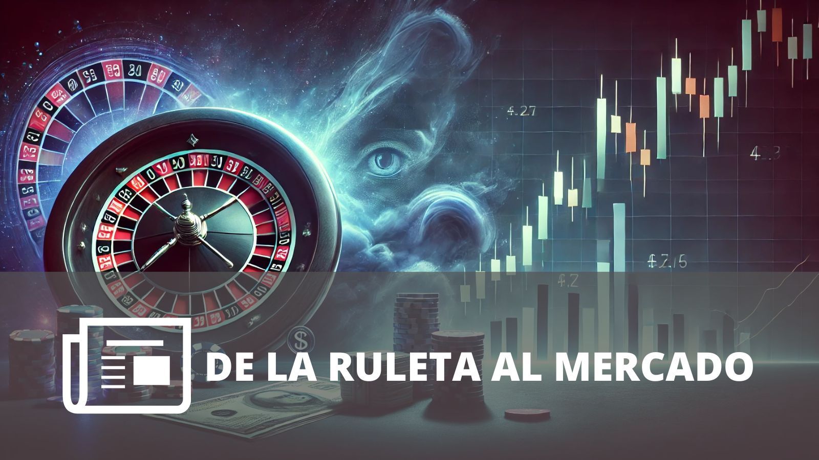 Comparación entre una ruleta y gráficos financieros para explicar probabilidades y psicología en el trading