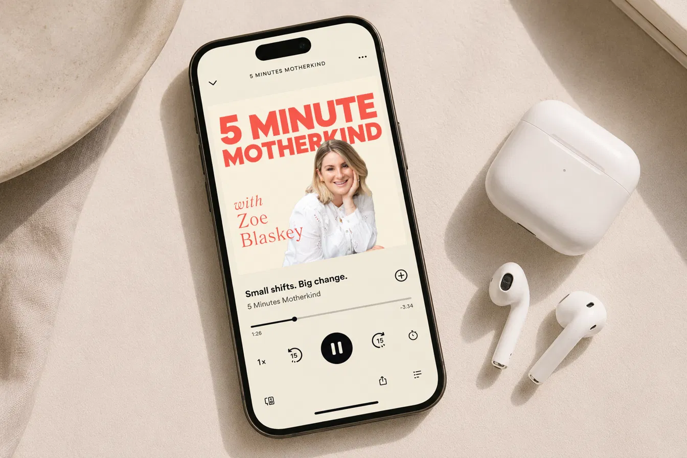5 Minute Motherkind podcast player mockup