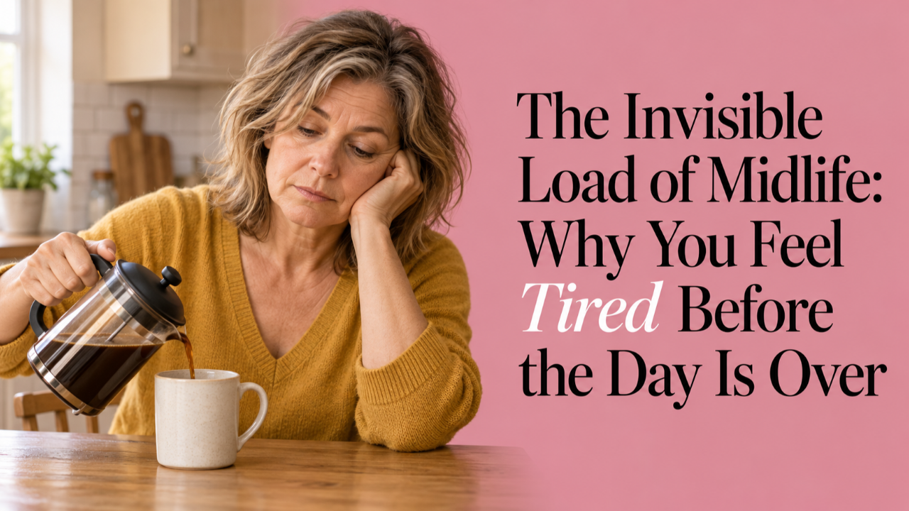 Exhausted Irish lady pouring a coffee