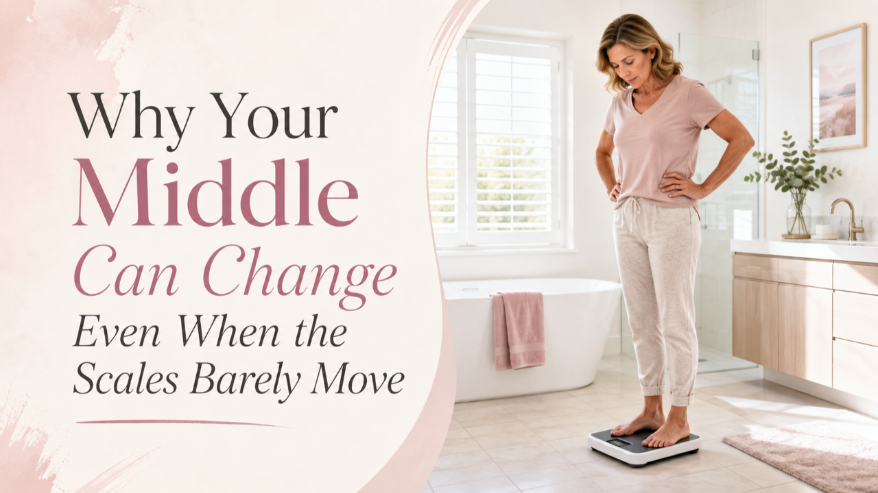 Woman standing on weighing scales