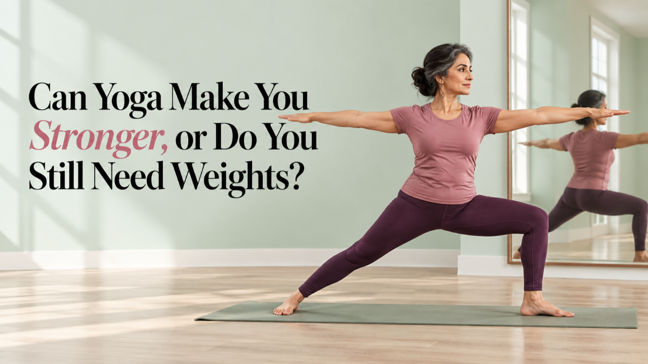 Pakistani woman doing warrior 2 pose
