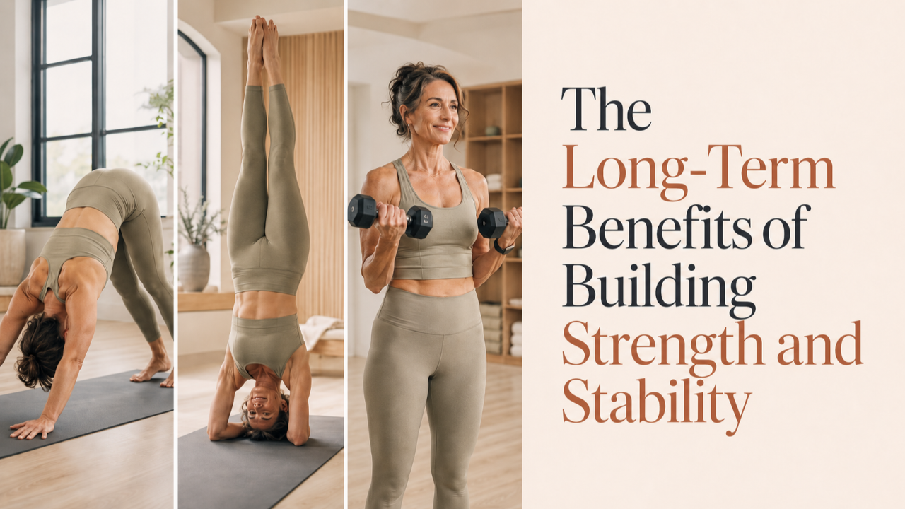 woman doing yoga and weights