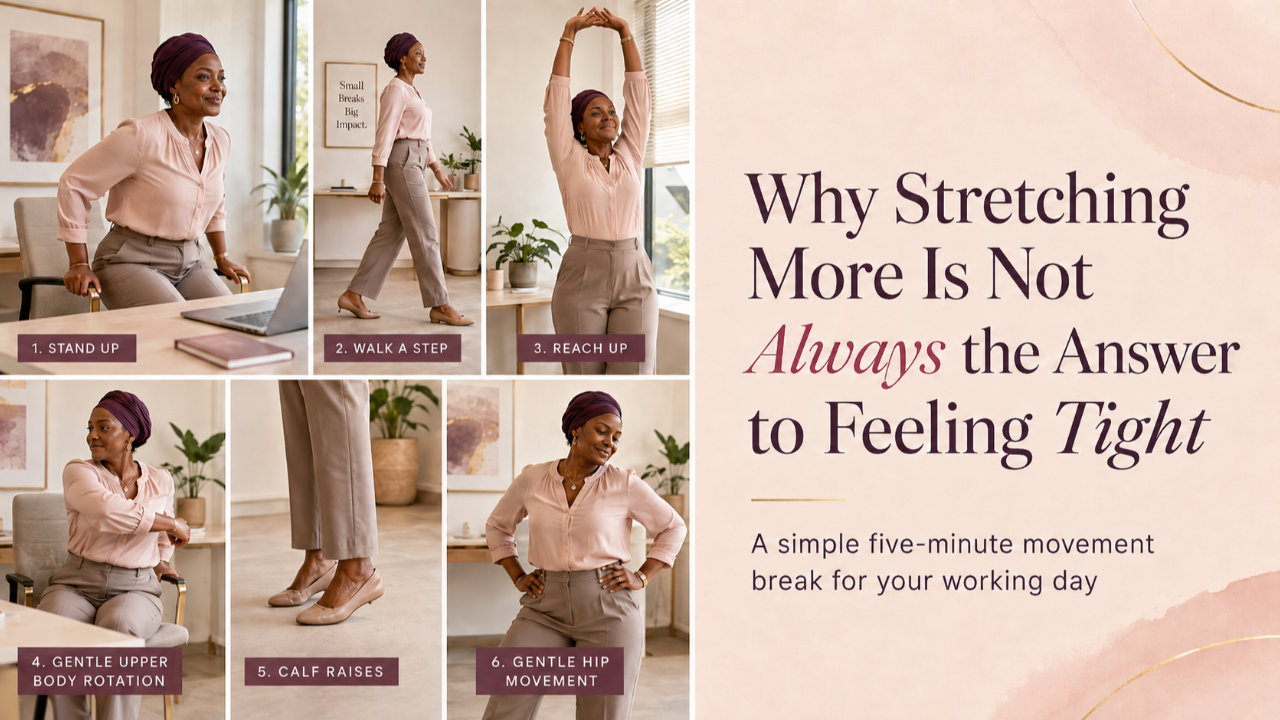 Afro Caribbean Woman exercising at work