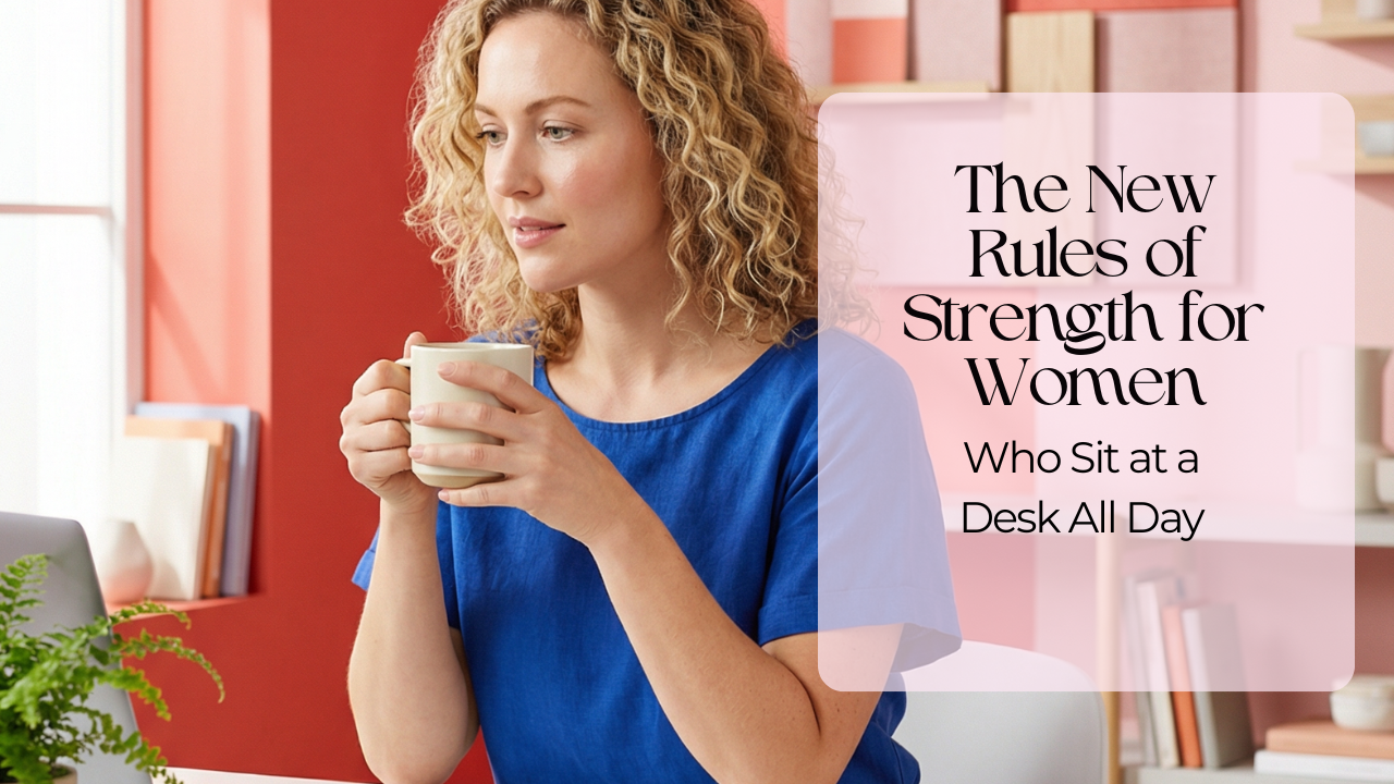woman sitting at desk drinking coffee