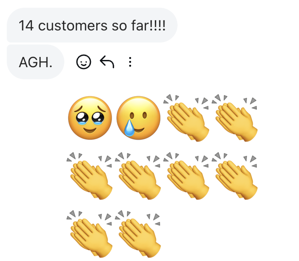 Student text: 14 customers so far, AGH