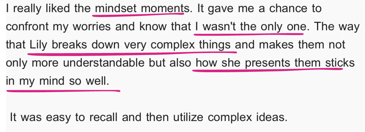 Student testimonial