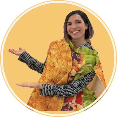 Lily, The Brain PT, dressed as a taco