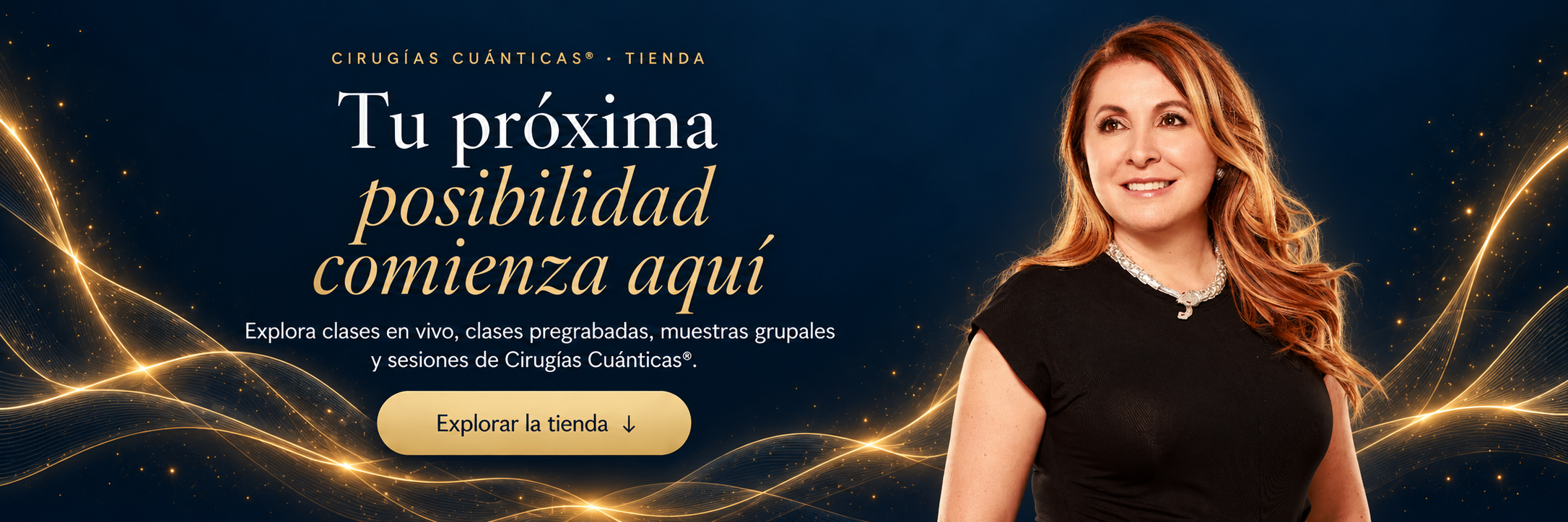 Tu próxima posibilidad comienza aquí. Explora clases en vivo, clases pregrabadas, muestras grupales y sesiones de Cirugías Cuánticas®. Paula Andrea Gil.