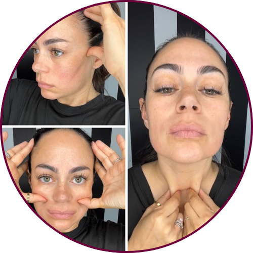 Allison doing the movement patterns of the Fingertip facelift routine