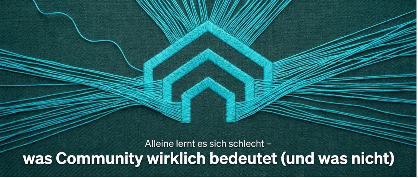 Ein gesticktes HoG Logo mit der Unterschrift Alleine lernt es sich schlecht-was Community wirklich bedeutet (und was nicht)