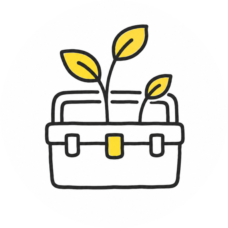 Toolbox with plants growing from it
