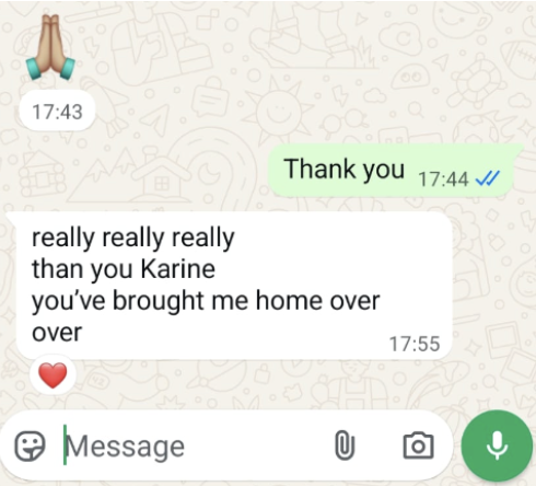 Message from a client after an Emotional Release session