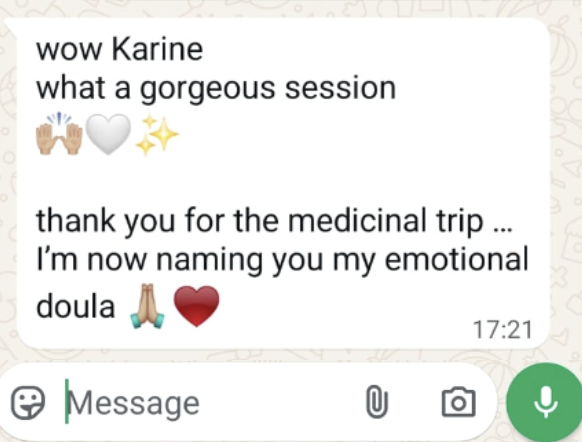 Message from a client after an Emotional Release session