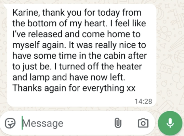 Message from a client after an Emotional Release session