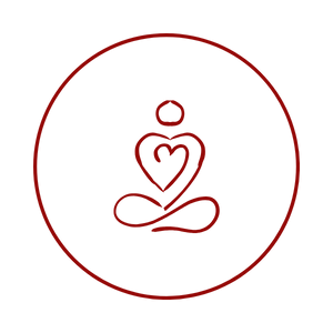 abstract person sitting cross legged with heart centre