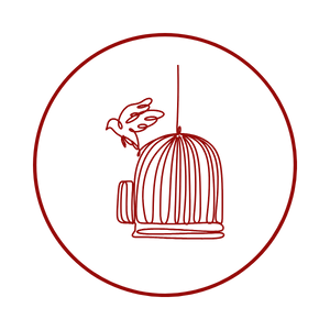 cartoon bird flying out of hanging cage