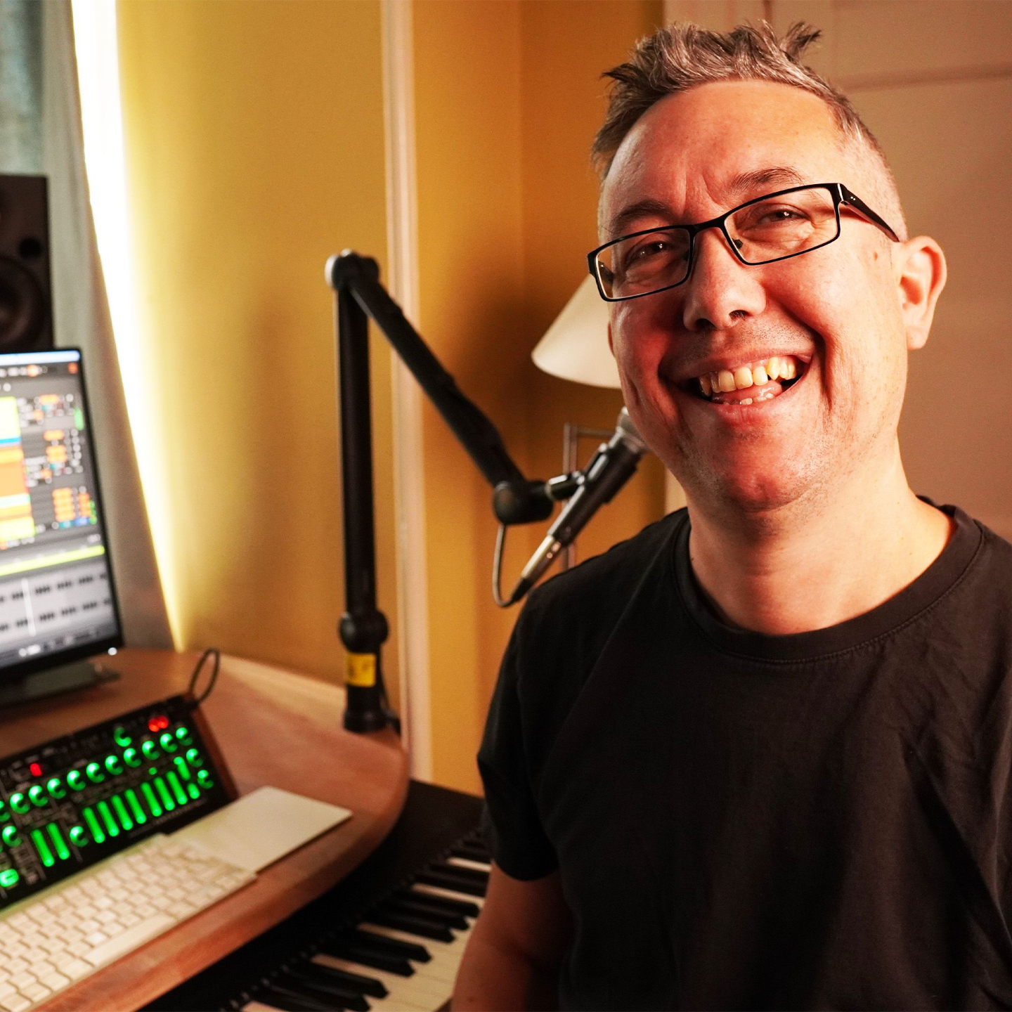 Guy Fforde in his studio with Ableton Live