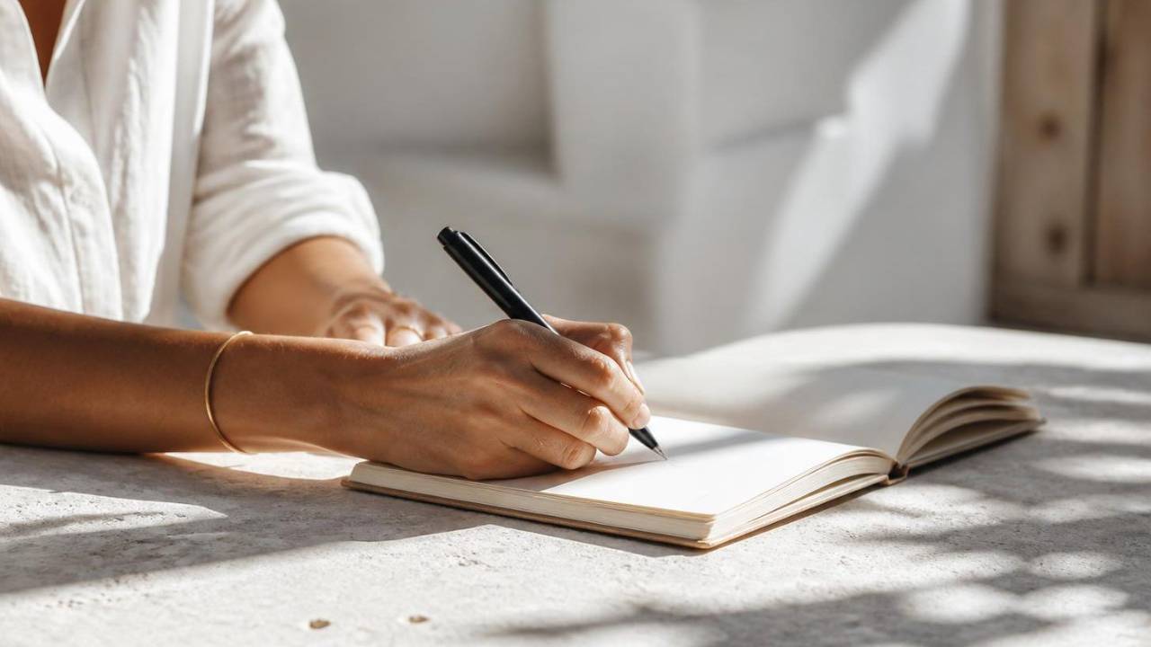 woman hand writing in the notebook