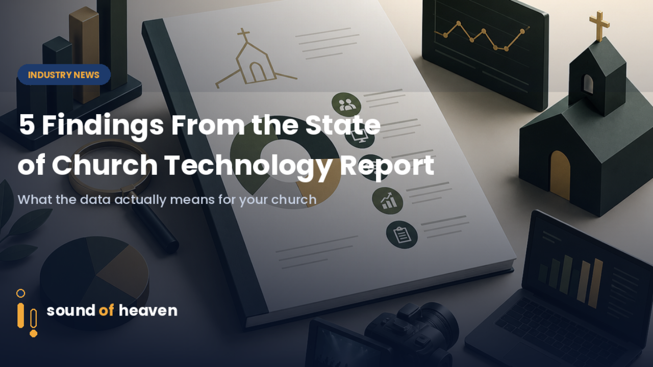 Research report and analytics representing church technology adoption data"