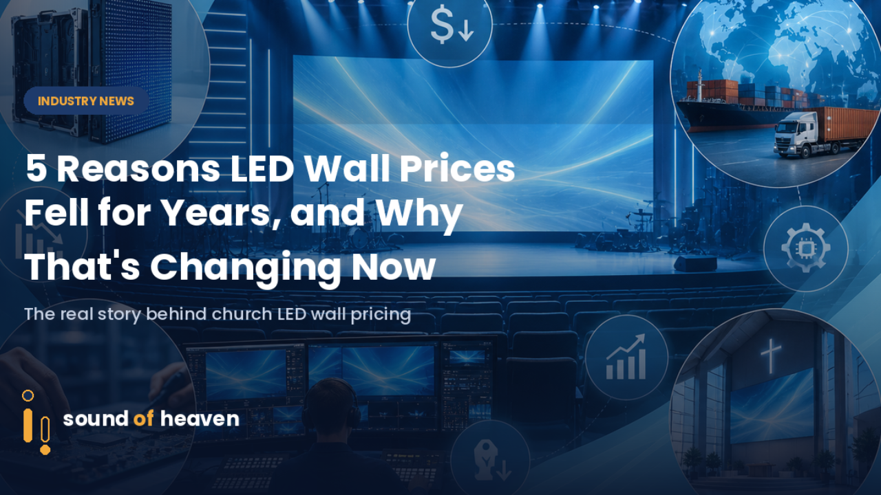 LED display panel and shipping icons illustrating LED wall pricing factors