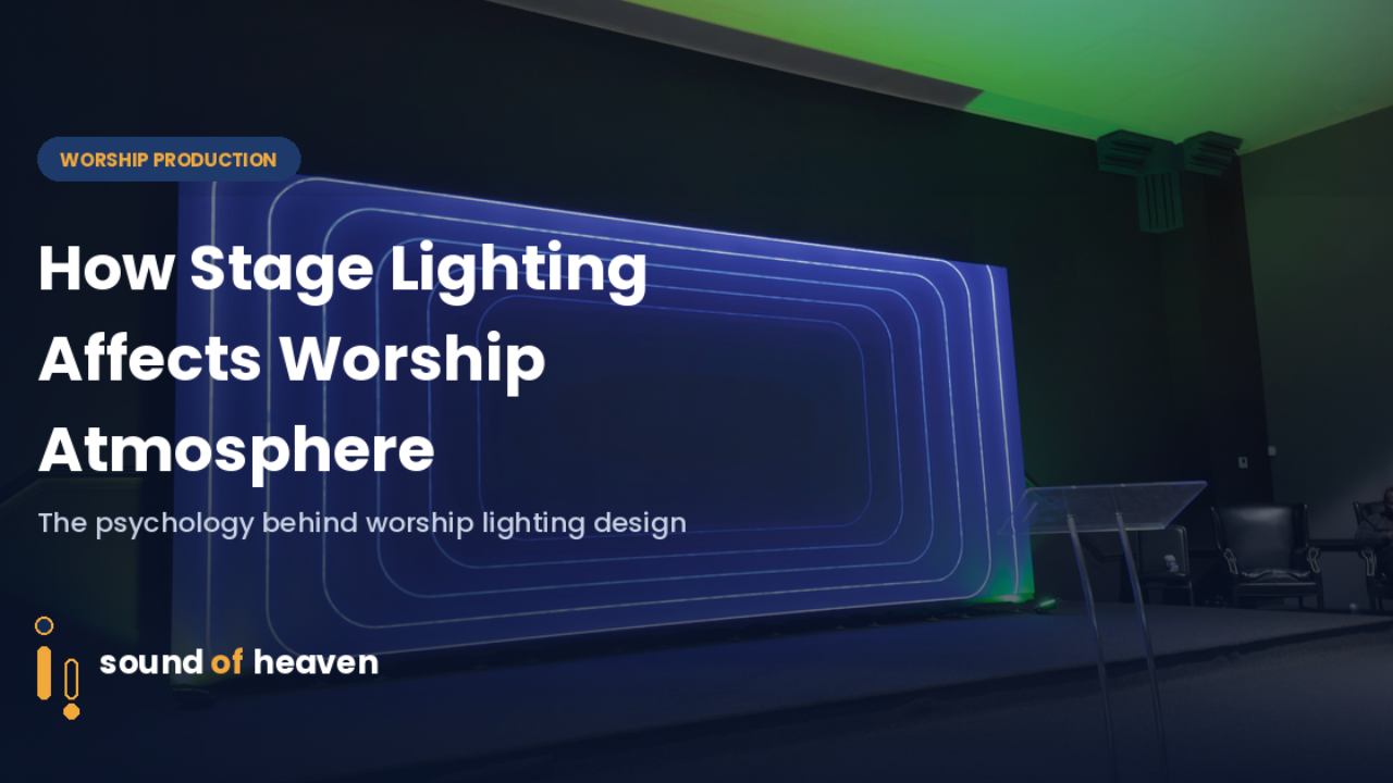 Church stage with layered LED backdrop showing how lighting color affects worship mood