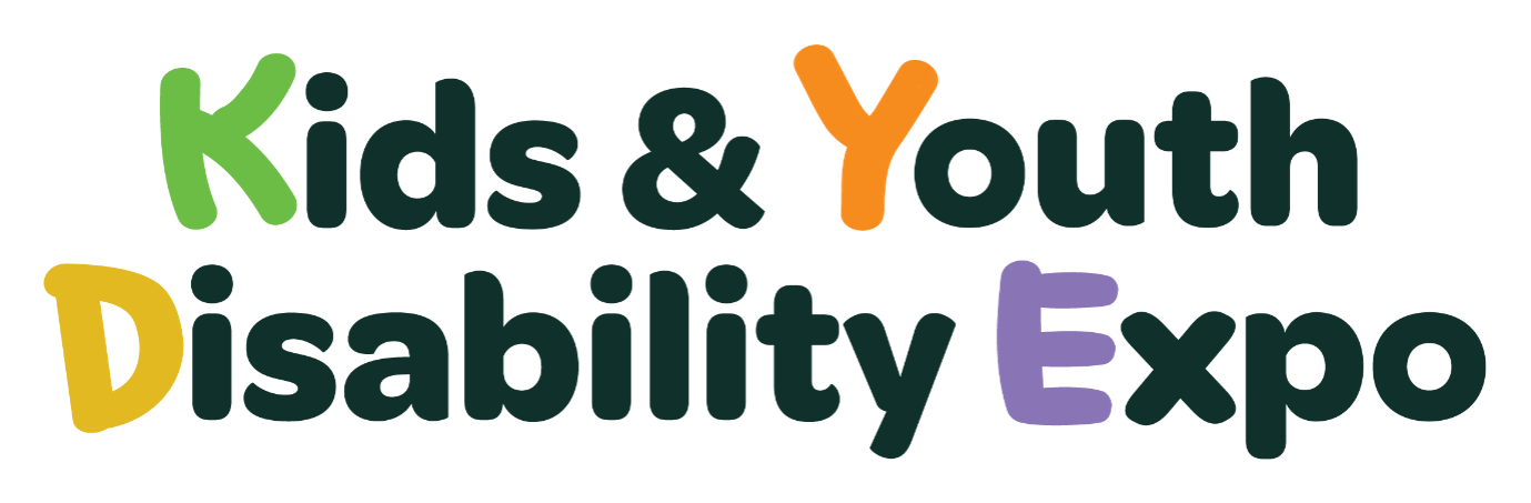 Logo Logo for Kids & Youth Disability Expo. The text is in a playful rounded font: ‘Kids’ in green, ‘Youth’ in orange, ‘Disability’ in yellow, and ‘Expo’ in purple, with the rest in dark green.