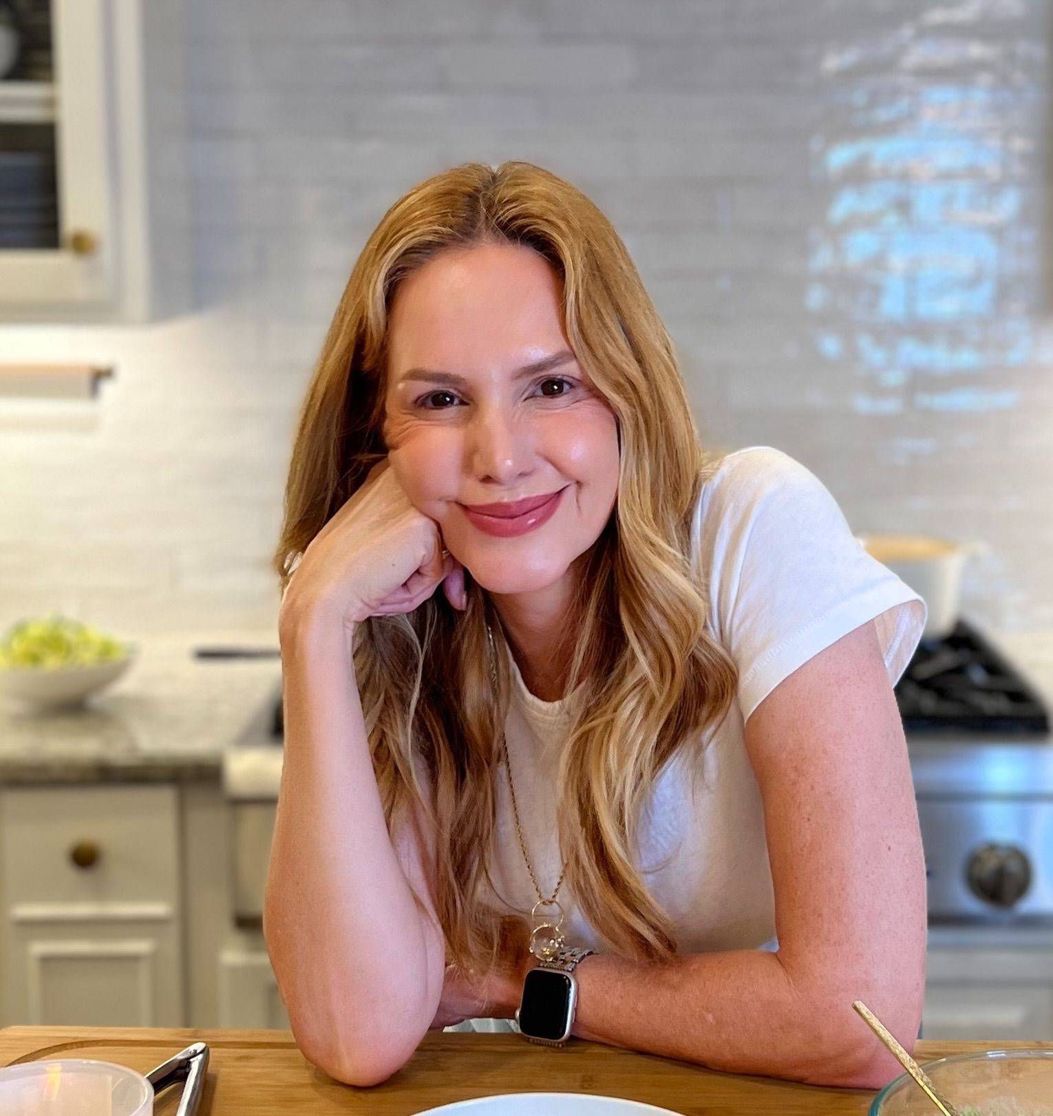 Mee McCormick in her bright kitchen