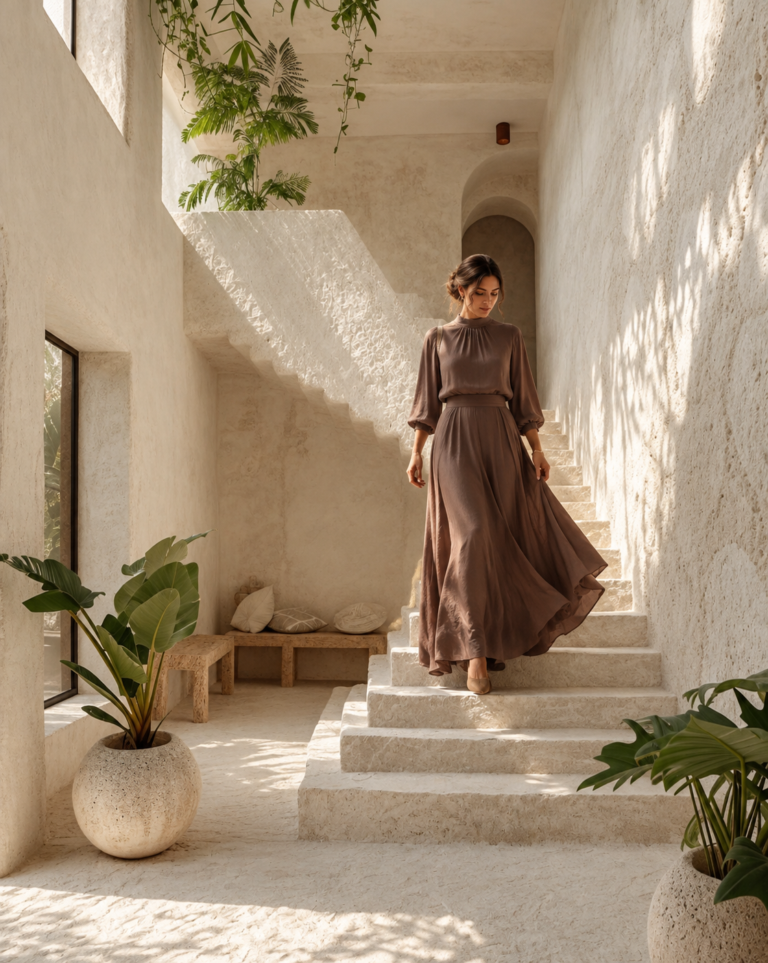 Woman walking down the stairs