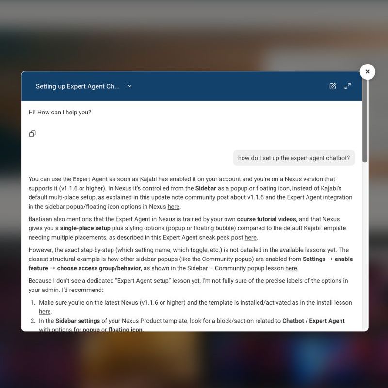 The Kajabi Teaching Assistant as a Pop up