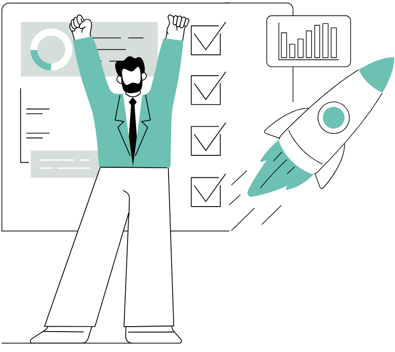 Illustration of a person reviewing a complex network of connected tools, representing the confusion of managing separate software platforms.