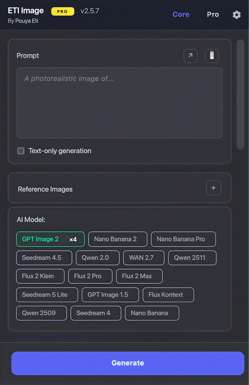 Eti Image plugin — Core tab
