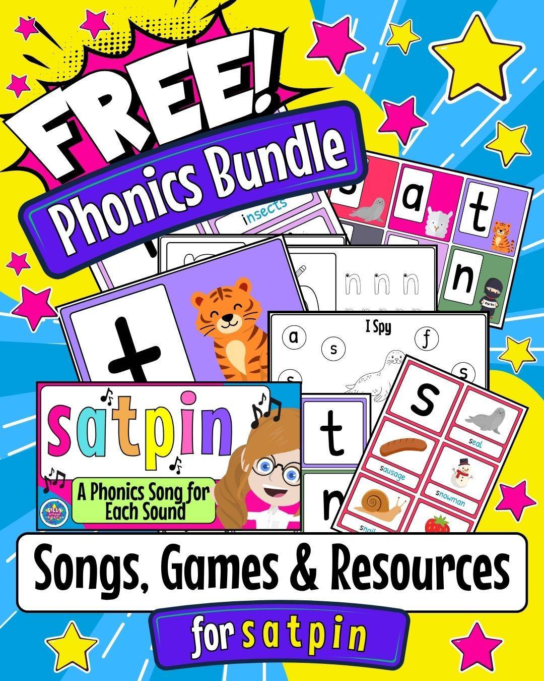 Free Phonics SATPIN Bundle. Resources and Videos