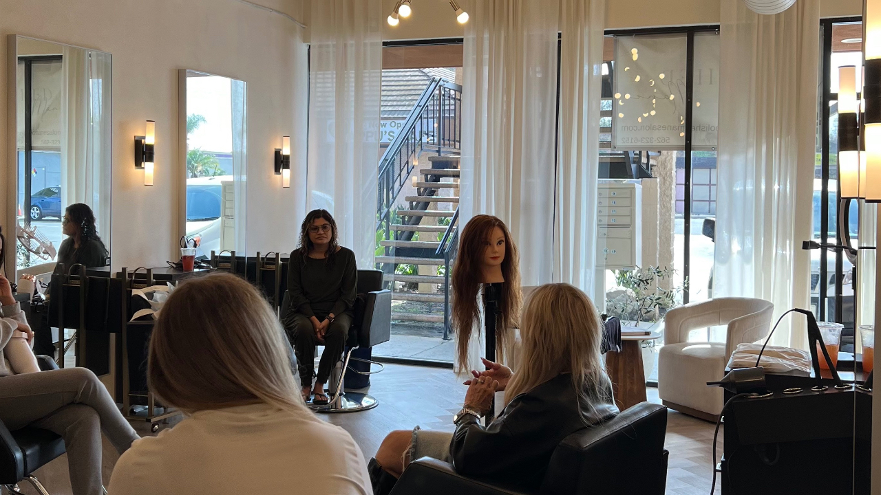 Stylists gathered at Polished Mane Salon during The Polished Method extension class