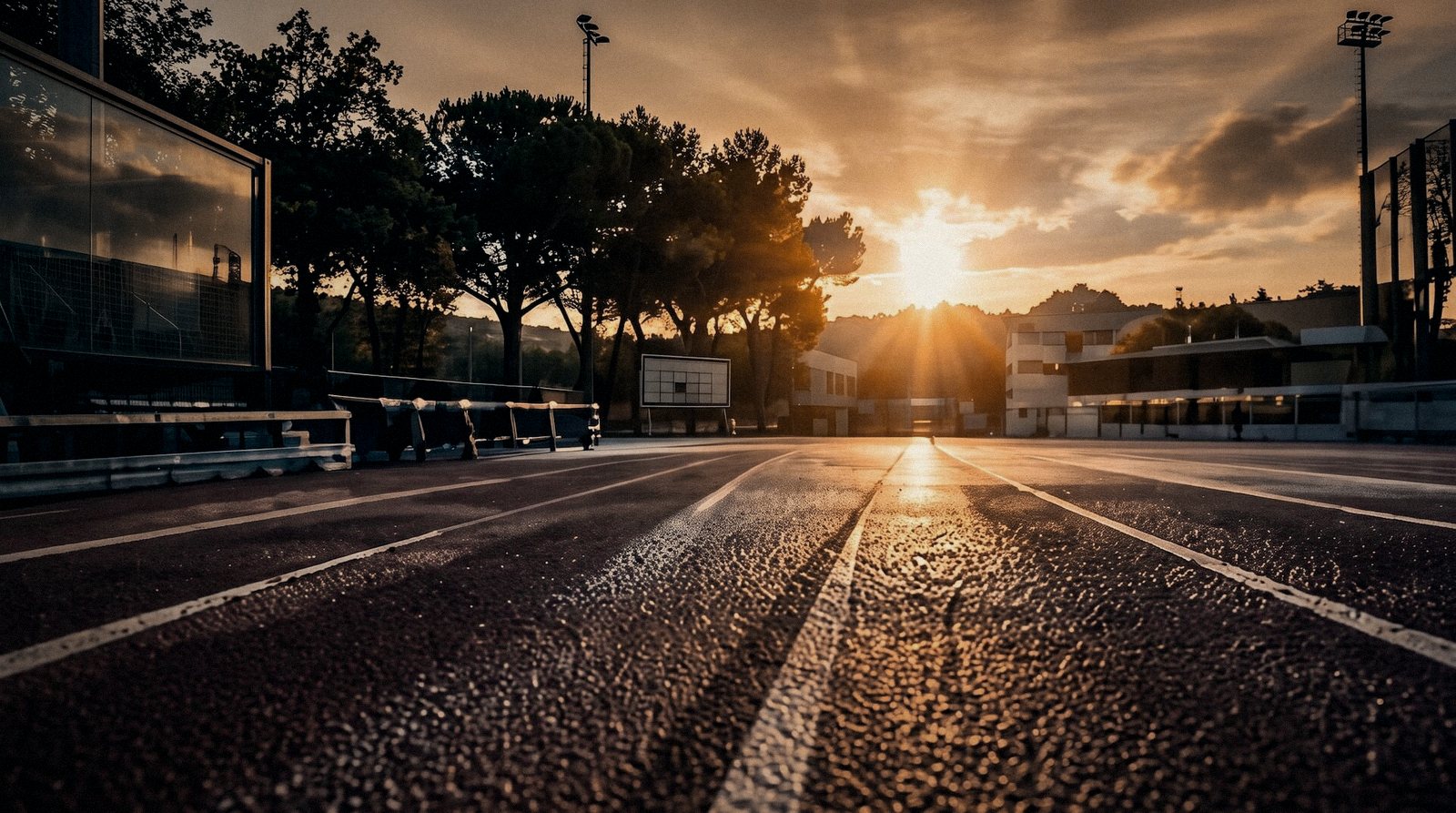 Lane lines on a running track