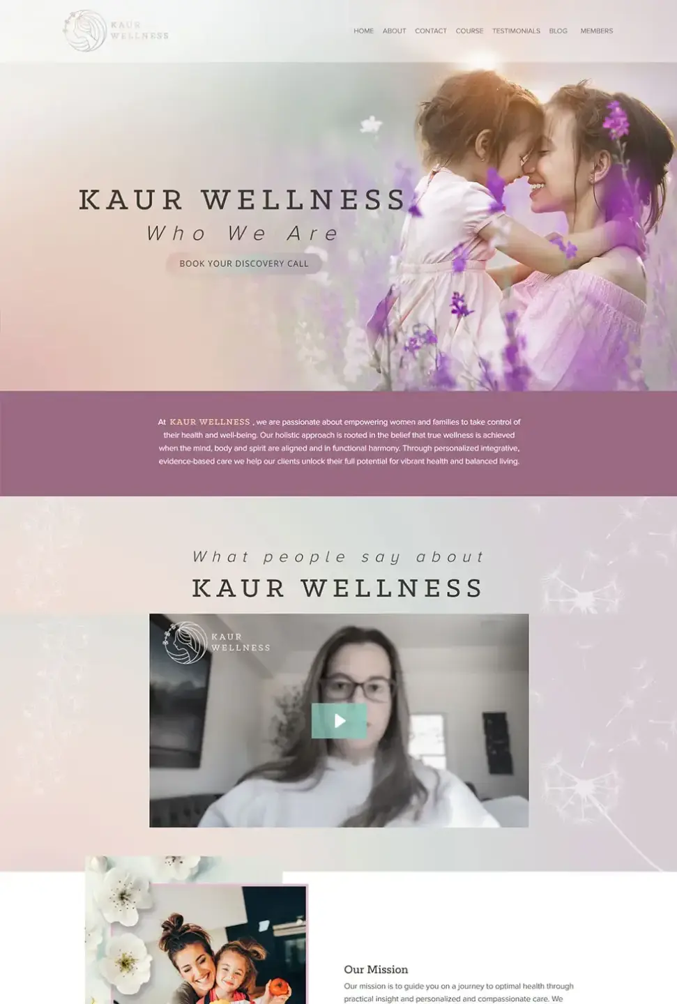 Feminine and elegant Kajabi website design portfolio sample