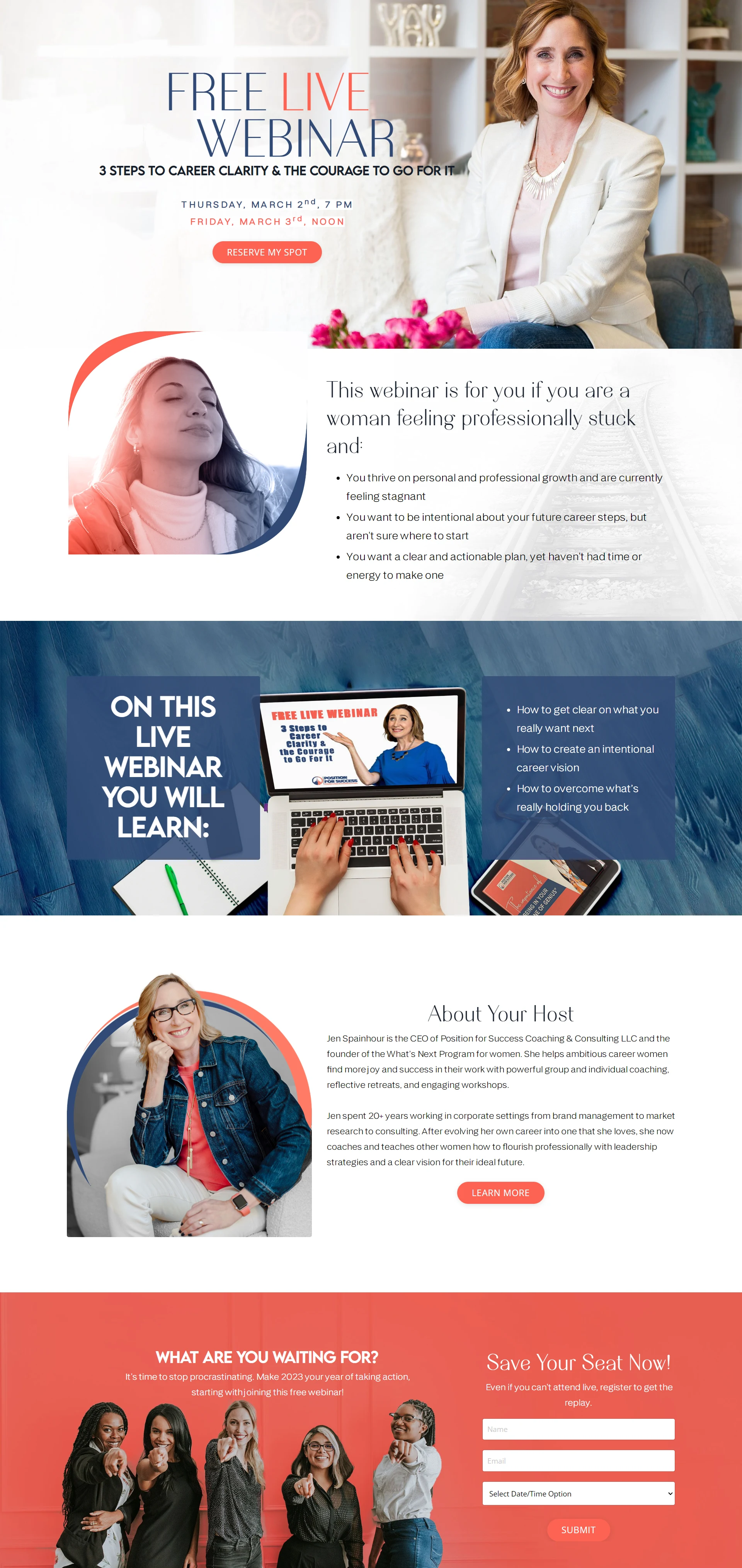 Kajabi webinar registration page for Jen, designed by vetted Kajabi Expert Dianne Empeynado