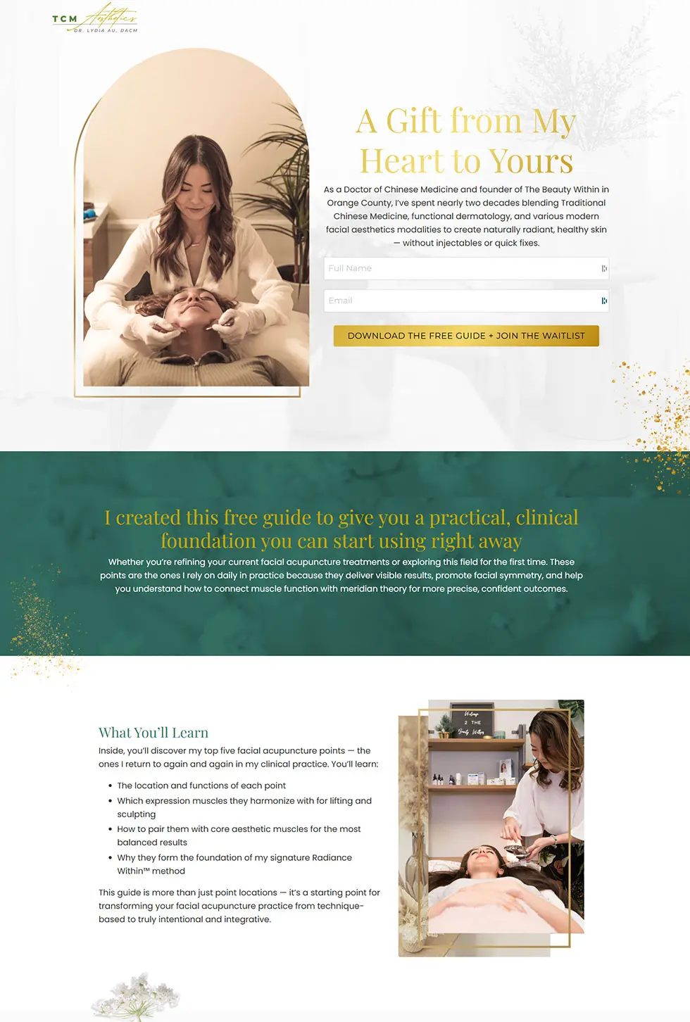Kajabi opt-in funnel for a Chinese Medicine freebie guide, designed by vetted Kajabi Expert Dianne Empeynado