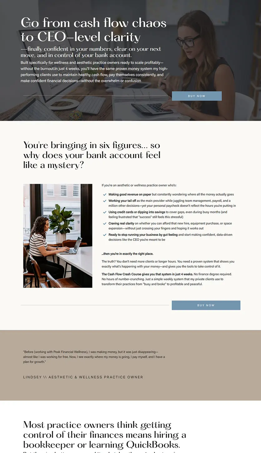 Kajabi sales page for Chelsea's offer, designed by vetted Kajabi Expert Dianne Empeynado