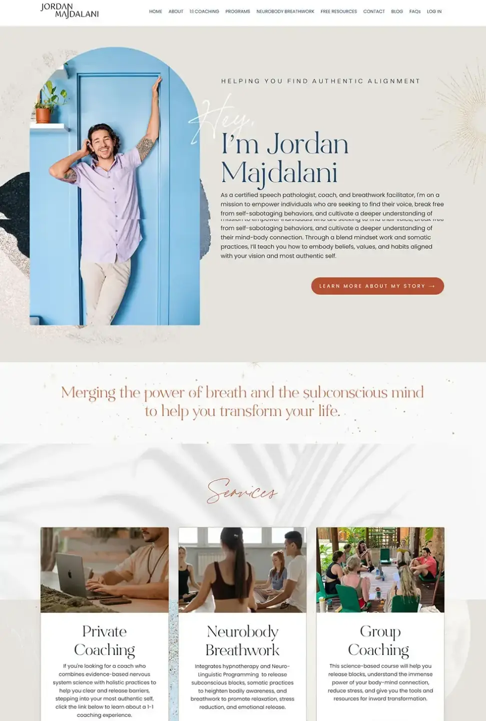 Modern and minimalist Kajabi website design portfolio sample