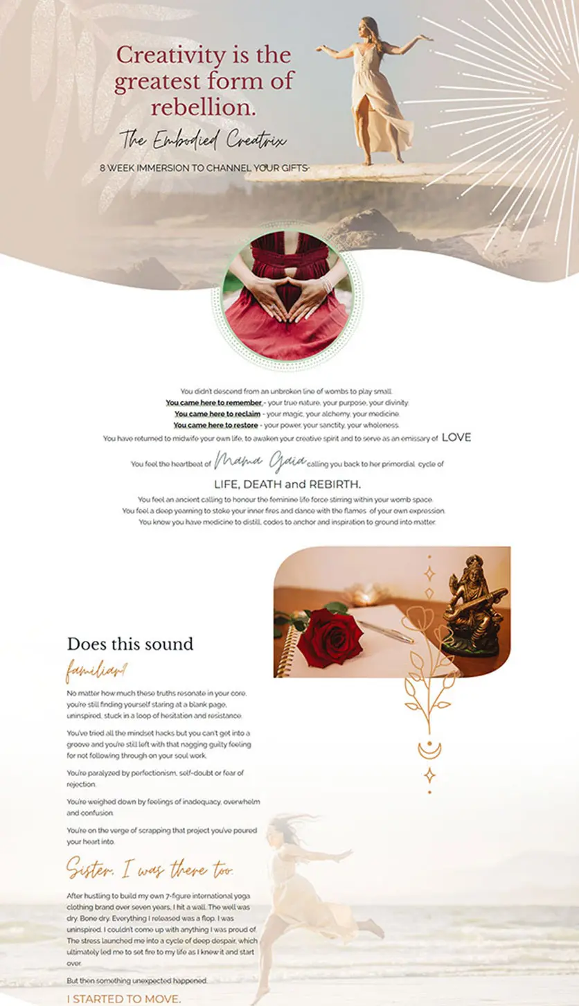Kajabi sales page for Leah's offer, designed by vetted Kajabi Expert Dianne Empeynado
