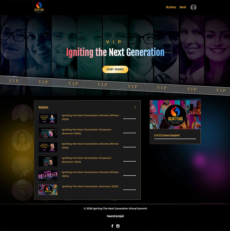 Kajabi course setup using the Premier theme for James McLamb