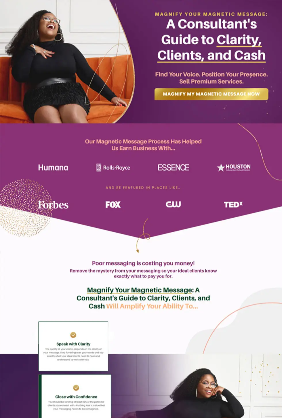 Kajabi webinar funnel for a consultant messaging guide, designed by vetted Kajabi Expert Dianne Empeynado