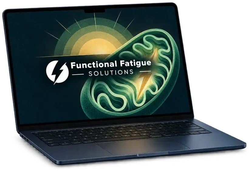 MacBook showing the Functional Fatigue Solutions course on screen