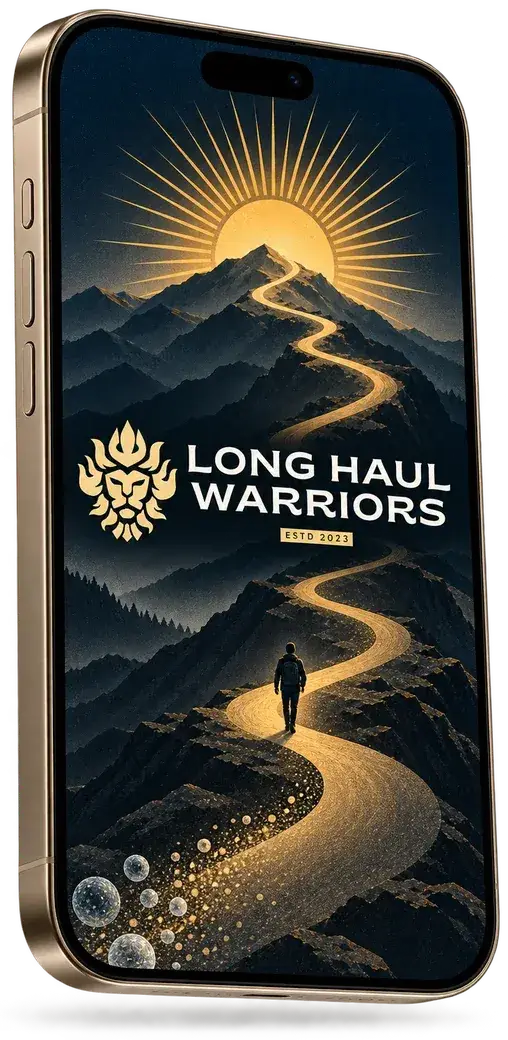 iPhone showing the Long Haul Warriors course on screen