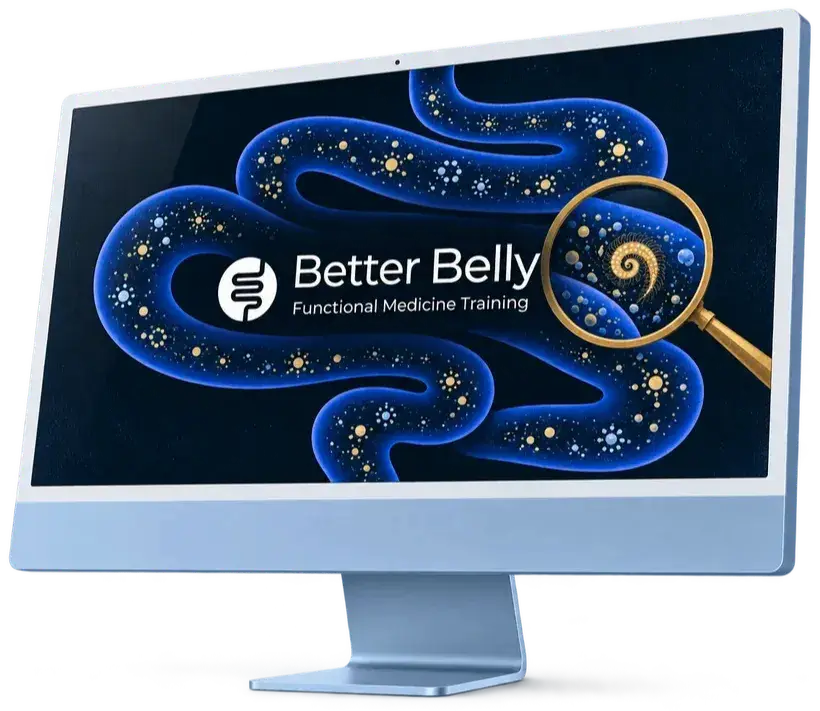 iMac showing the Better Belly course on screen